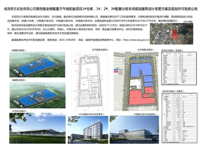 關于威海君樂輪胎高性能全鋼載重子午線輪胎項目部分建筑設計變更及規劃許可批前公告的說明